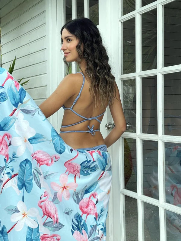 MANTTA TOALLA PLAYERA DE MICROFIBRA FLAMENCOS